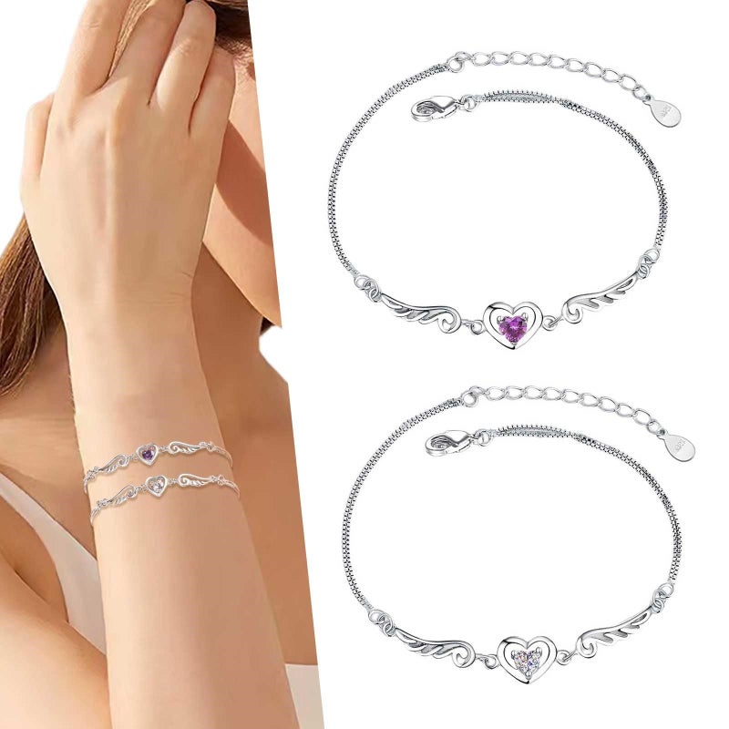 925 Sterling Silver Adjustable Heart Bracelet Gift For Women Mother Best Friend - Image 4