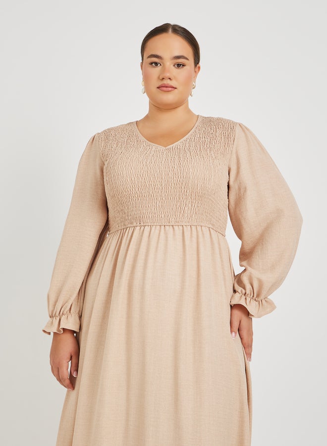 Styli Smocked Bodice Maxi Dress - Image 3