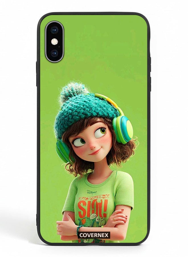 Covernex Apple iPhone Xs Protective Case Cover Printed Featuring Music Vibes Cozy Girl - Image 2