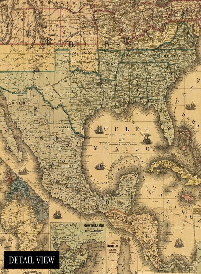 HISTORIX Vintage 1862 United States Railroad & Military Map – 18x24 Inch Civil War Era Poster Featuring USA, Mexico & West Indies – Historical Wall Art for US History Lovers (2 Sizes) - Image 2