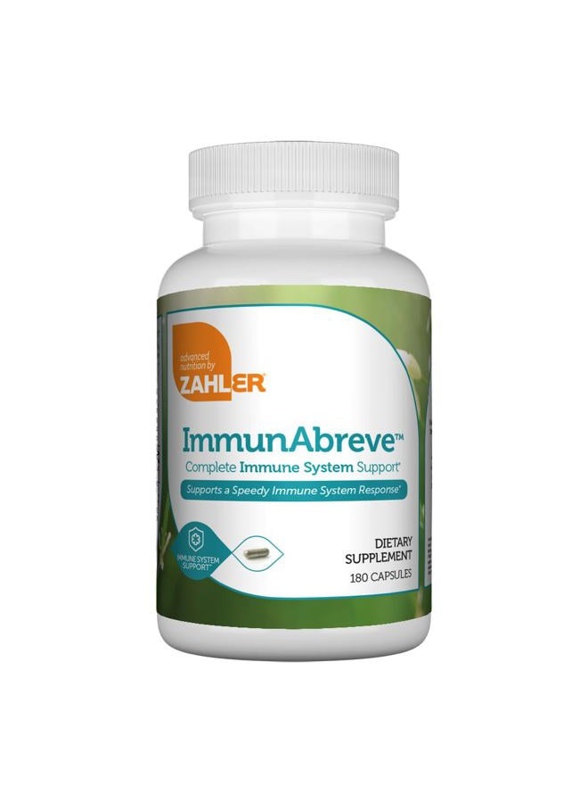 Zahler ImmunAbreve, Powerful Immune System Support, Contains Vitamin C Pantothenic Acid Echinacea and More, Certified Kosher (180 Capsules) - Image 1