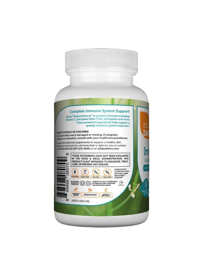 Zahler ImmunAbreve, Powerful Immune System Support, Contains Vitamin C Pantothenic Acid Echinacea and More, Certified Kosher (180 Capsules) - Image 3