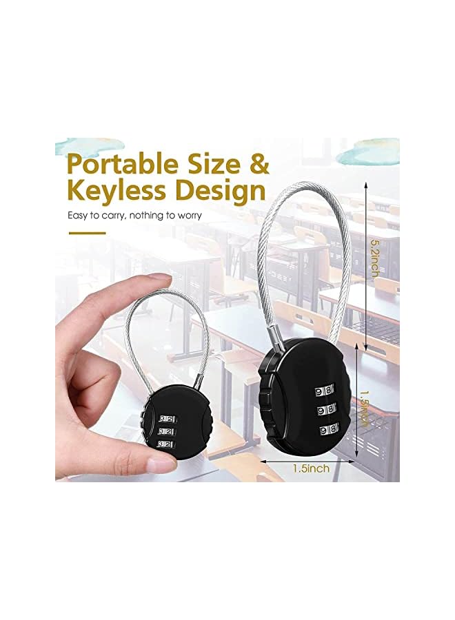 PROMASS Combination Lock PROMASS, 3 Digit Combination Padlock, 4 Pieces Outdoor Waterproof Padlock for School Gym Locker, Sports Locker, Fence, Gate, Case, Employee Hasp Locker (4Piece Black) - Image 3