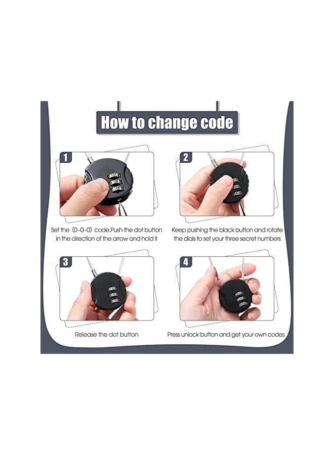 PROMASS Combination Lock PROMASS, 3 Digit Combination Padlock, 4 Pieces Outdoor Waterproof Padlock for School Gym Locker, Sports Locker, Fence, Gate, Case, Employee Hasp Locker (4Piece Black) - Image 4