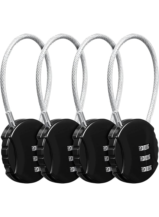 PROMASS Combination Lock PROMASS, 3 Digit Combination Padlock, 4 Pieces Outdoor Waterproof Padlock for School Gym Locker, Sports Locker, Fence, Gate, Case, Employee Hasp Locker (4Piece Black) - Image 1