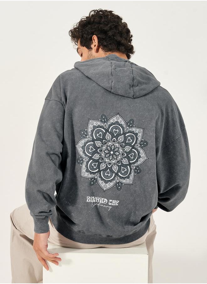 Styli Acid Washed Graphic Print Oversized Hoodie  - Image 1