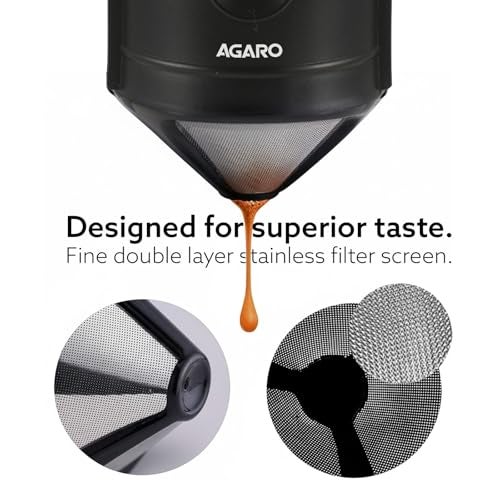 AGARO Pour Over Coffee Maker with Double Mesh Filter, Food Grade 304 Stainless Steel & Plastic Coffee Dripper, 100% Paperless, Foldable-Portable & Easy to Clean, Retains True Coffee Flavour - Image 4