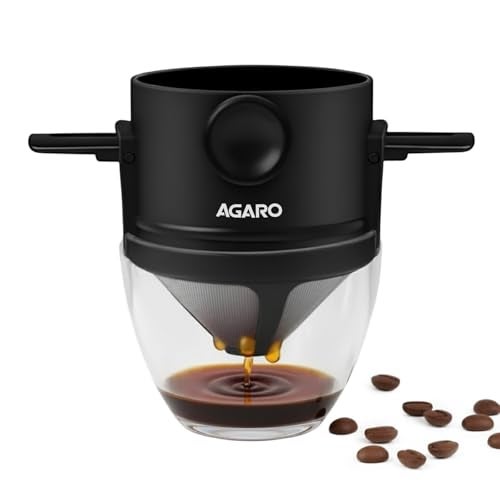 AGARO Pour Over Coffee Maker with Double Mesh Filter, Food Grade 304 Stainless Steel & Plastic Coffee Dripper, 100% Paperless, Foldable-Portable & Easy to Clean, Retains True Coffee Flavour - Image 1