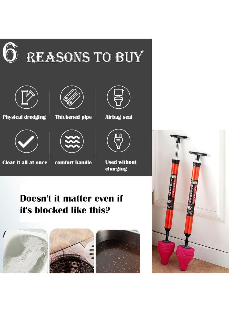 High Pressure Toilet Unblock One Shot Toilet Pipe Plunger，High Pressure Toilet Unlock a Shot, Toilet Flask, Stainless Steel Toilet Clog Remover - Image 2
