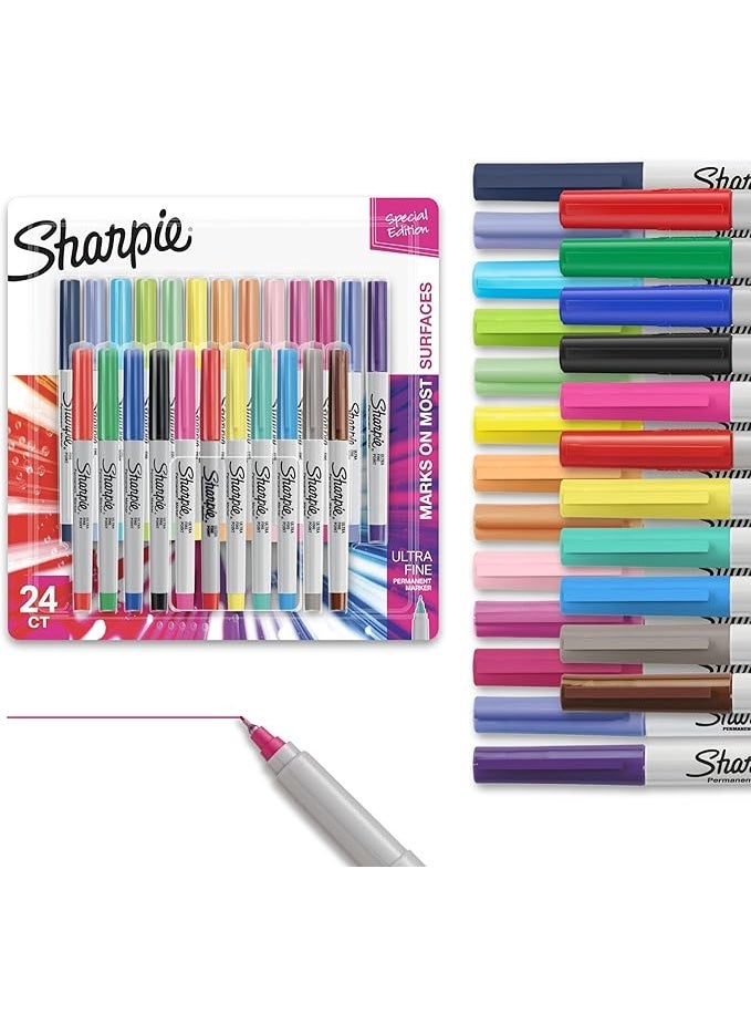 شاربي أقلام ماركر دائمة شاربى بسن فائق النحافة كلر بيرست بألوان متنوعة طقم مكوّن من 24 قلم - Image 1