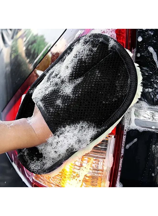 Thickened Black Velvet Car Wash Gloves Waxing And Cleaning Cloths For Vehicle Maintenance - Image 1