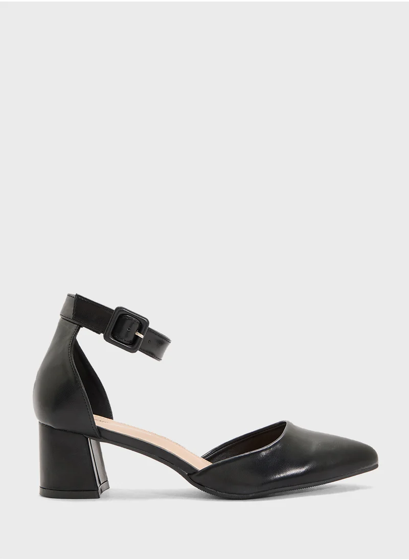 ELLA Low Heel Pump With Ankle Strap