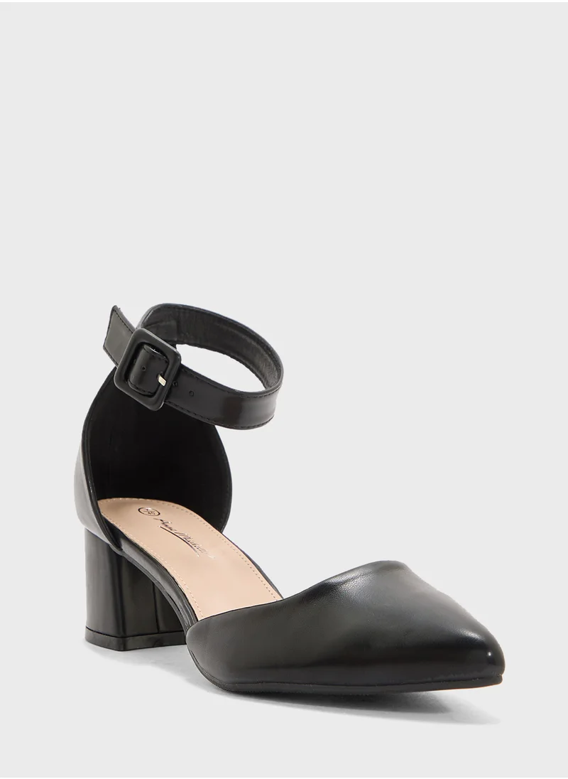 ELLA Low Heel Pump With Ankle Strap