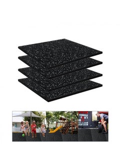 Thick Exercise Equipment Mat , Interlocking Rubber Floor Tiles for Home Gym and Fitness Room, Protective Flooring Mat ( 4 pack , total 1 square meter), Black and White