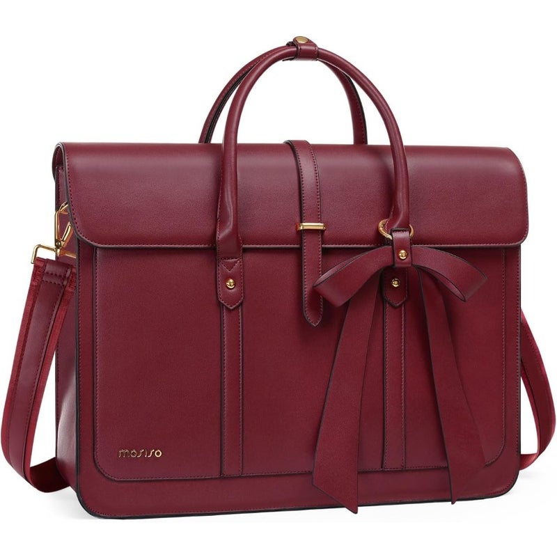 Laptop Bag For Women PU Leather Computer Bag Lightweight And Stylish Design 15.6 Inch Compatible Office, College, Travel Use Black - Image 1