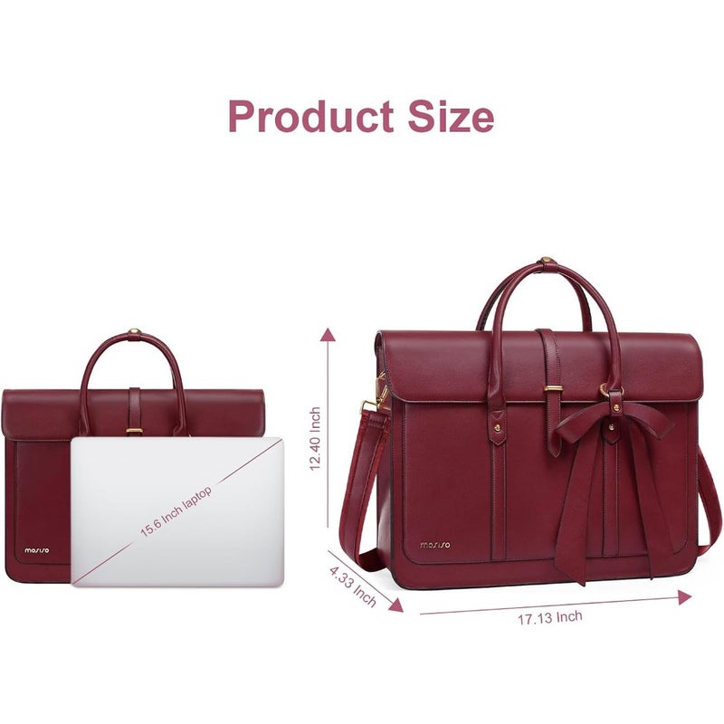 Laptop Bag For Women PU Leather Computer Bag Lightweight And Stylish Design 15.6 Inch Compatible Office, College, Travel Use Black - Image 5