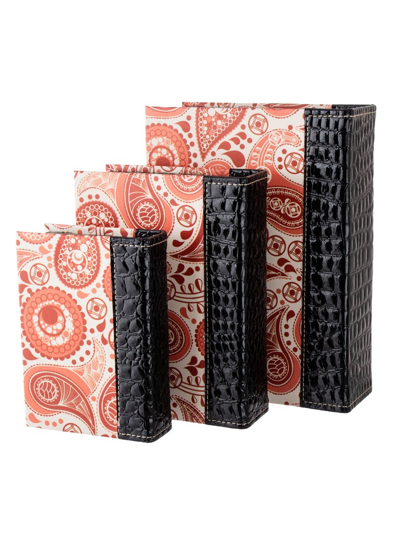 Dania A set of book-shaped leather boxes for presenting sweets and storing personal belongings, 3 pieces, black  - Image 1