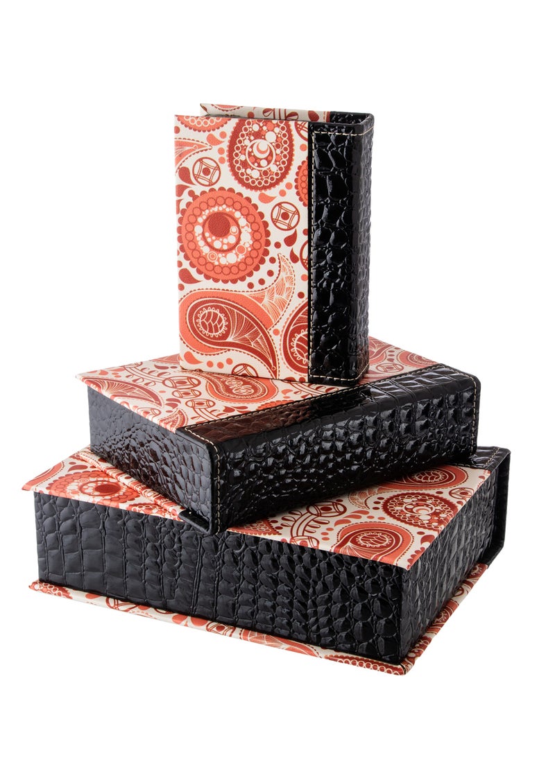 Dania A set of book-shaped leather boxes for presenting sweets and storing personal belongings, 3 pieces, black  - Image 2