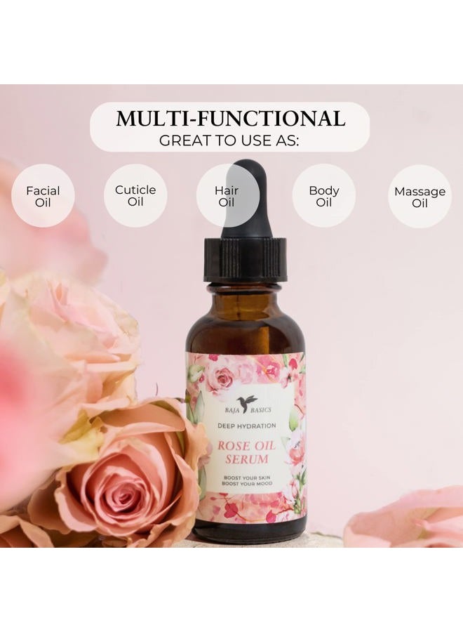 Baja Basics Rose Oil for Face, Rose Essential Oil, Face Serum for Skin, Hair and Nails, Unrefined Moisturizer, Hydrating Skincare Product 1 oz - Image 2
