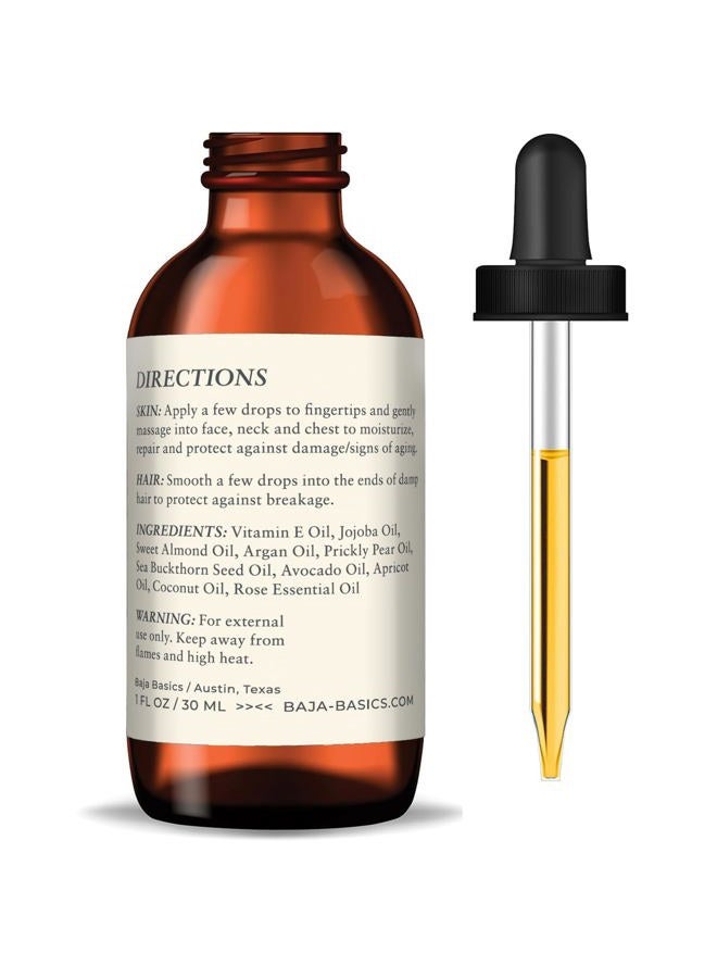Baja Basics Rose Oil for Face, Rose Essential Oil, Face Serum for Skin, Hair and Nails, Unrefined Moisturizer, Hydrating Skincare Product 1 oz - Image 5