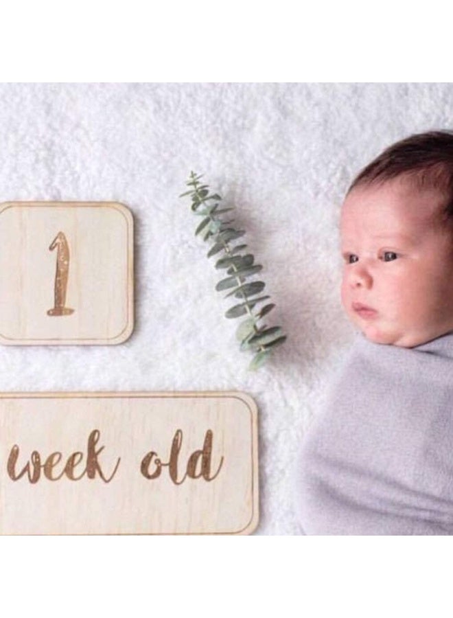 BPA Baby Monthly Milestone Wooden Card Memory Gifts Milestone blocks Newborn Gifts Keepsakes for Picture Prop - Image 1