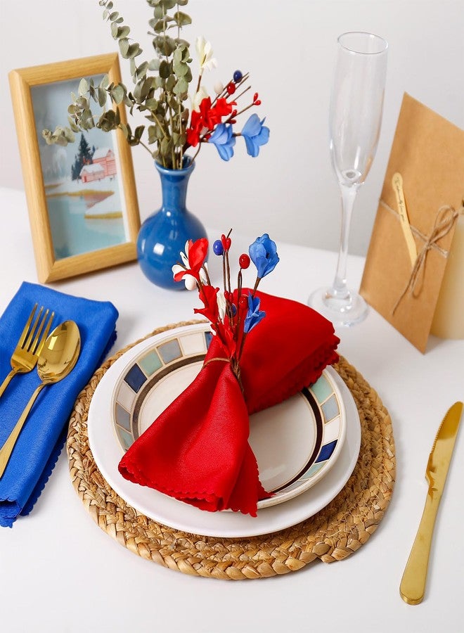 wonlex 250th Independence Day Napkin Rings Set of 12, July of 4 Festive Napkin Ring Buckles, Patriotic Red Blue White Floral Design for Wedding Table Setting Banquet Family Celebrate - Image 2