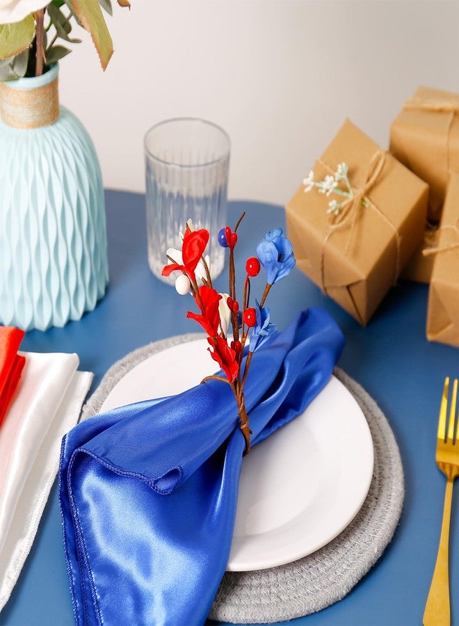 wonlex 250th Independence Day Napkin Rings Set of 12, July of 4 Festive Napkin Ring Buckles, Patriotic Red Blue White Floral Design for Wedding Table Setting Banquet Family Celebrate - Image 3