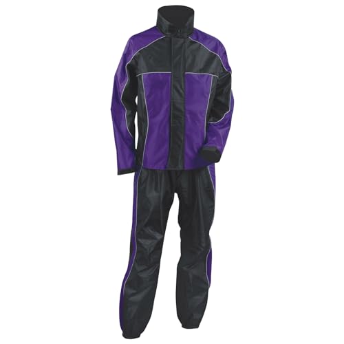 NexGen SH2222 Women's Purple and Black Oxford Water Proof Motorcycle Rain Suit - 2X-Small - Image 1