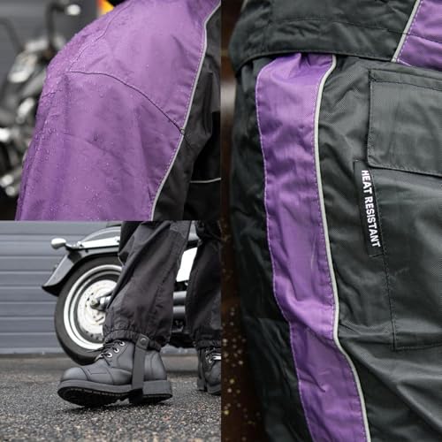 NexGen SH2222 Women's Purple and Black Oxford Water Proof Motorcycle Rain Suit - 2X-Small - Image 5