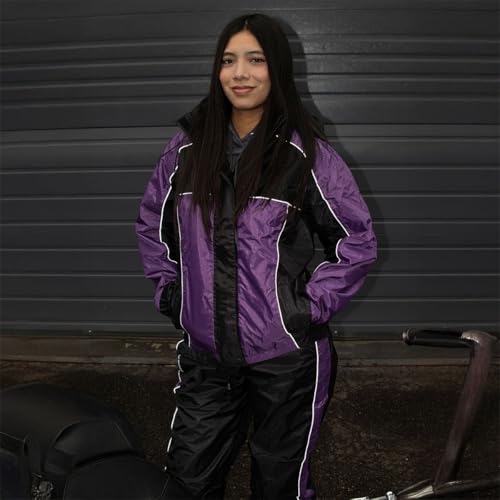 NexGen SH2222 Women's Purple and Black Oxford Water Proof Motorcycle Rain Suit - 2X-Small - Image 4