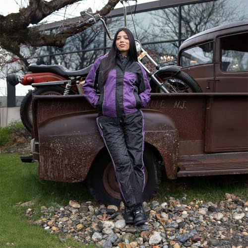 NexGen SH2222 Women's Purple and Black Oxford Water Proof Motorcycle Rain Suit - 2X-Small - Image 2