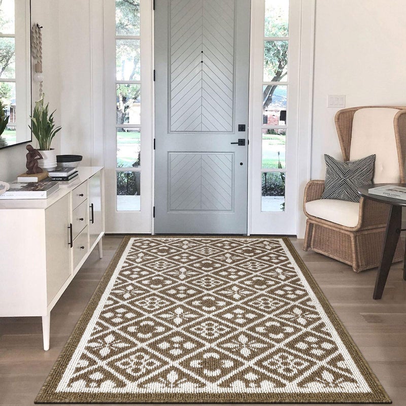 Ileading Indoor Door Mat 3x5ft Absorbent Dog Mats for Muddy Paws,Machine Washable Small Living Room Area Rug with Non-Slip Rubber Backing Low-Profile Inside Carpet for Hallway,Entryway,Kitchen(Brown) - Image 1