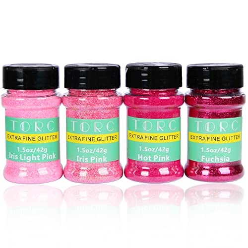TORC 6 oz Pink Fine Glitter Set, Iridescent Pink Hot Pink Fine Glitter for Resin Crafts Tumblers Slime Cosmetic Nail Art Makeup Festival Decor - Image 1