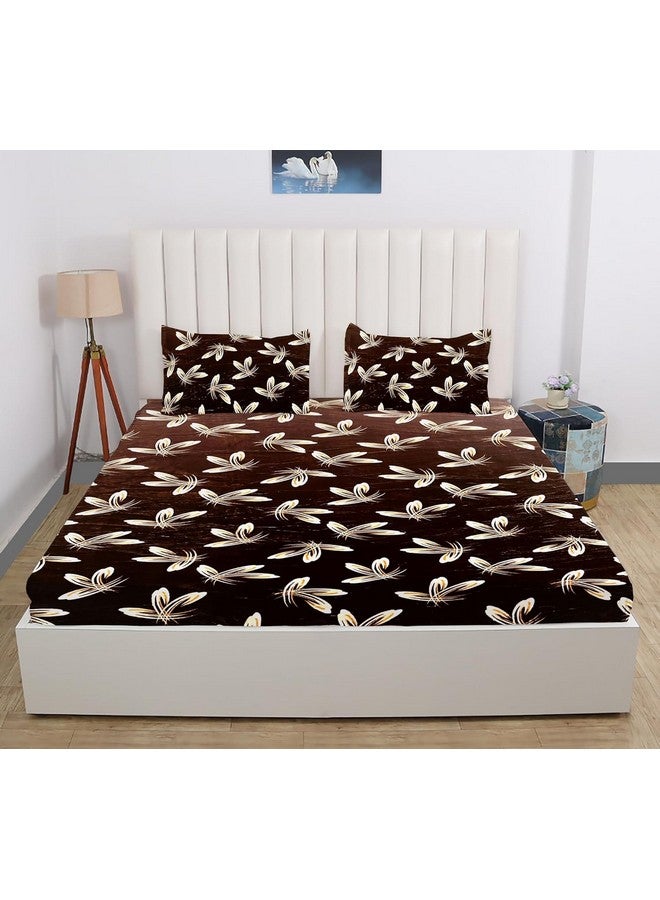 RD TREND 220 TC 190 GSM Warm Elastic Fitted bedsheets for Winter King Size(78X72X8 Inch) with 2 Pillow Cover Size 18x28 Inches, (Coffee Floral) - Image 5