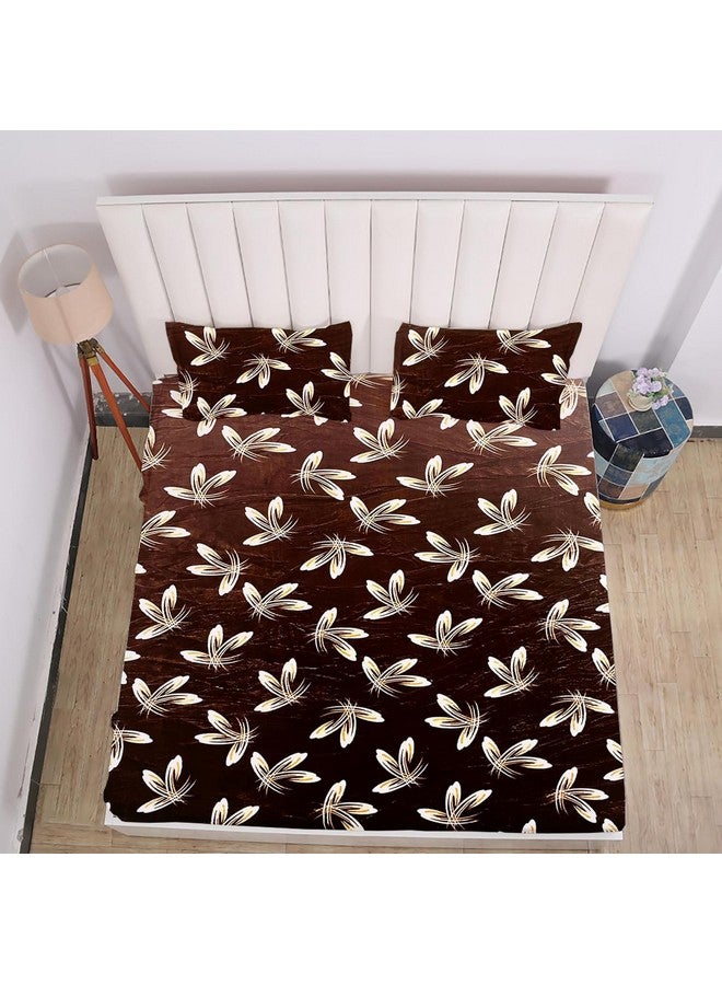 RD TREND 220 TC 190 GSM Warm Elastic Fitted bedsheets for Winter King Size(78X72X8 Inch) with 2 Pillow Cover Size 18x28 Inches, (Coffee Floral) - Image 3