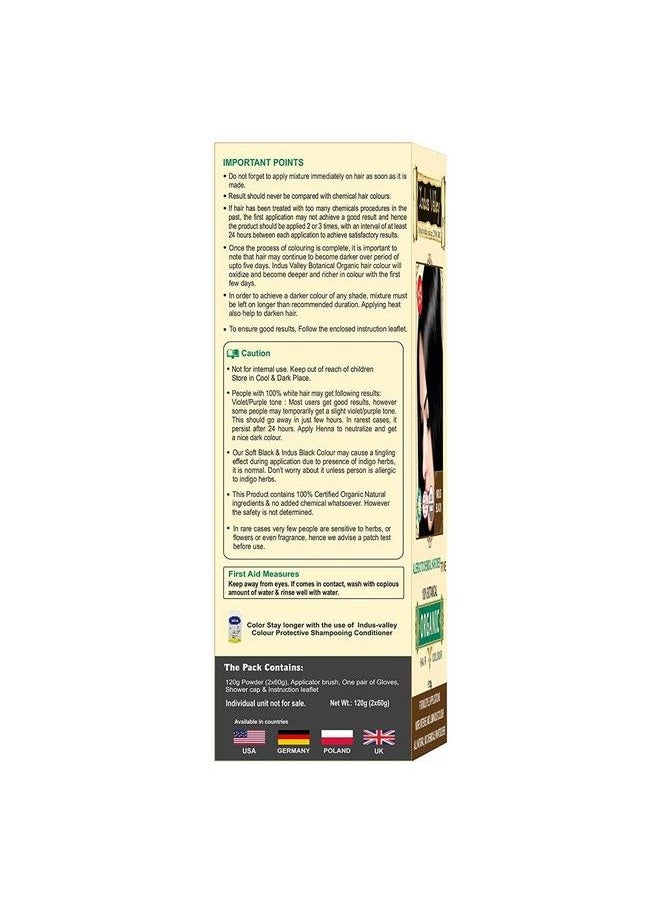 Indus Valley - Certified Organic Indus Black Hair Colour Dermatologist Recommended Chemical Free Hair Colour (120G *2=240G) Set Of 2 - Image 1