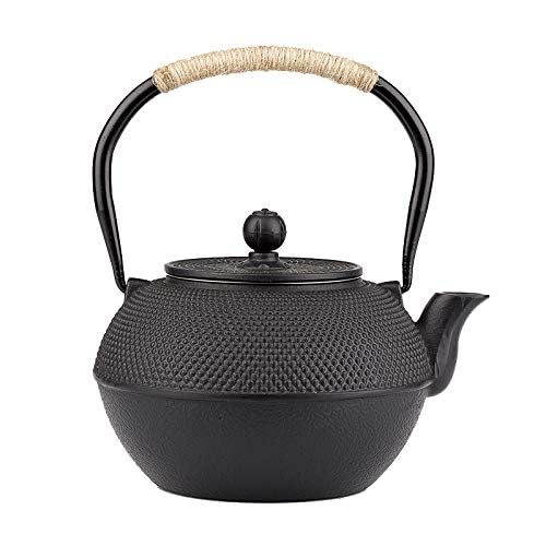 YJX 40.6oz Cast Iron Teapot, Japanese Tetsubin Tea Kettle for Stovetop Safe, Black Cast Iron Tea Kettle with Tea strainer for Loose and a Fully Enameled Interior (1200ml) - Image 2