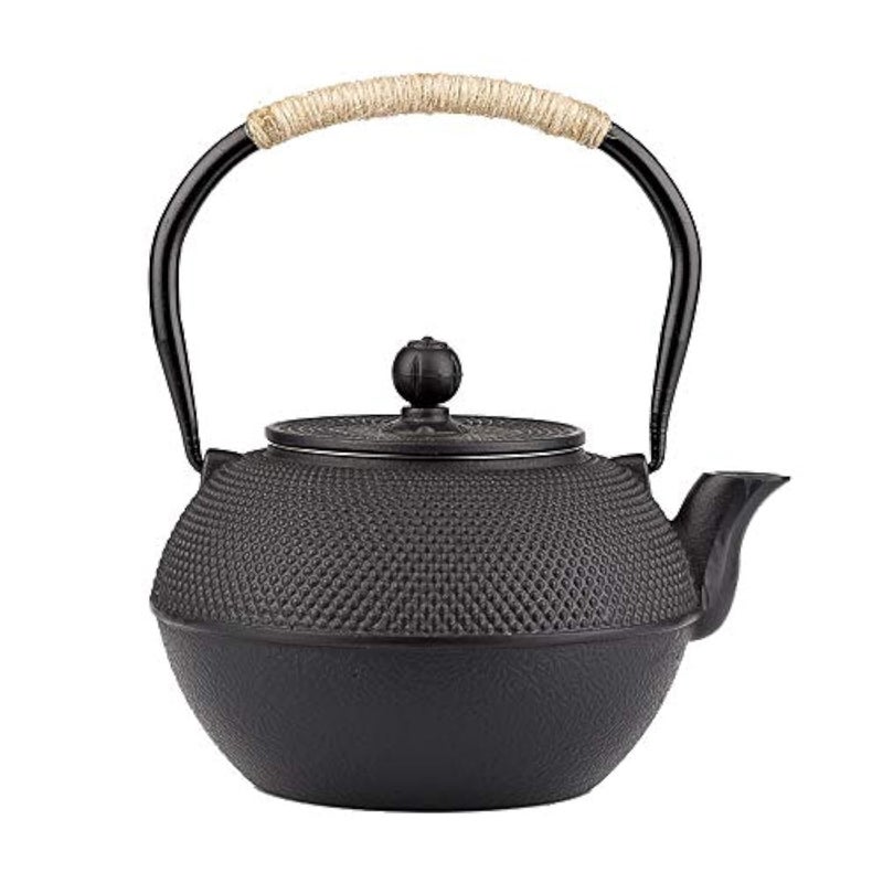 YJX 40.6oz Cast Iron Teapot, Japanese Tetsubin Tea Kettle for Stovetop Safe, Black Cast Iron Tea Kettle with Tea strainer for Loose and a Fully Enameled Interior (1200ml) - Image 1