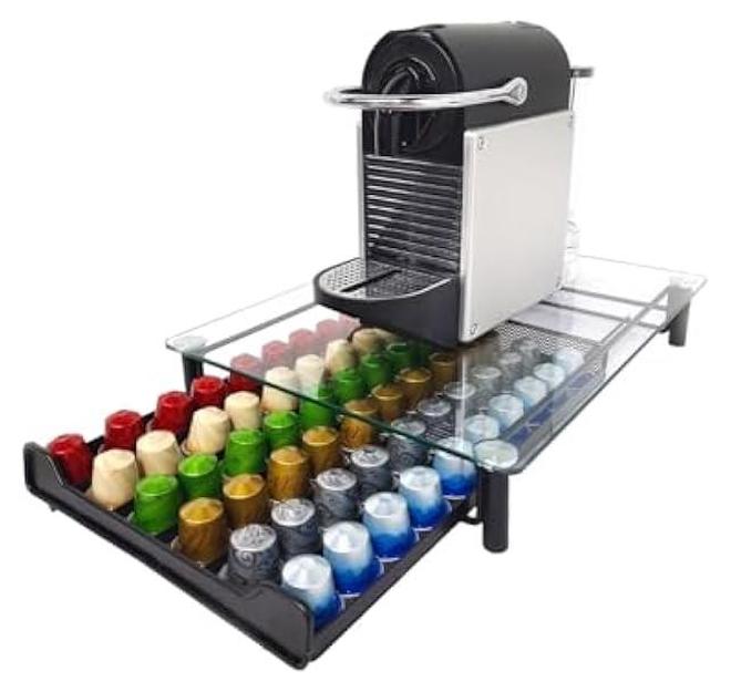 HOOKOR Coffee Pod Holder Drawer, Coffee Capsule Storage 60 Capacity Pods Capsules Organizer with Sliding Baskets K Cup Coffee Pod Stand Tray for Countertop Home Kitchen Counter Office - Image 1