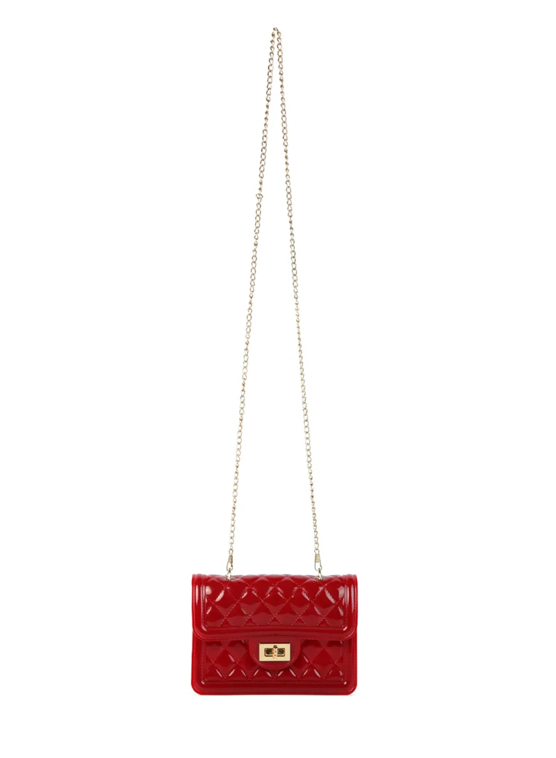 London Rag Burgundy Jelly Quilted Sling Bag
