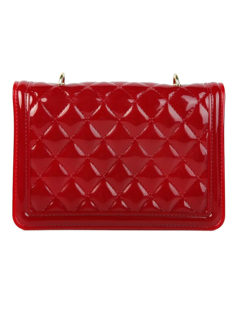 London Rag Burgundy Jelly Quilted Sling Bag