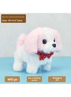 Generic Toy Dog Children Plush Electric Toy Walking Dog Electric Dog Stall Electronic Puppy Pet-Color:Bow Tie St. Bernard【pink】  - Image 1