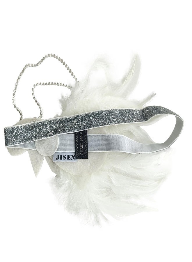 جيسن، قطعة رأس فضية عتيقة من عشرينيات القرن الماضي، مزينة بالريش والكريستال على طراز غاتسبي. - Image 4