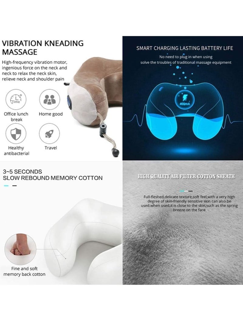 JAJEEK Electric Travel Neck Massage Pillow – U Shaped Memory Foam with Kneading Vibration, Cervical Pain Relief, Ideal for Airplane, Train, Car Travel, Comfortable Neck Support - Image 3