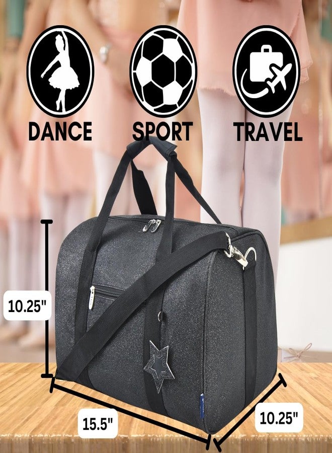 NGIL Super Star Duffle Bag for Dance, Sports, Ballet, Tumbling, and Gymnastic - Glitter Cheer with Shoulder Strap and Pockets (Glitter-Black, Large) - Image 3