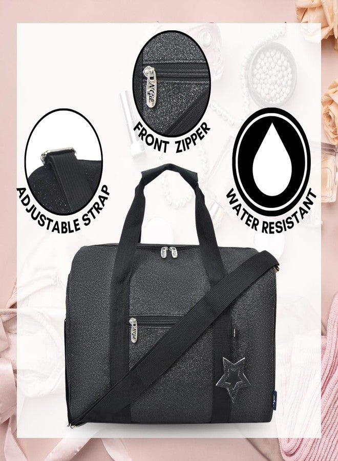 NGIL Super Star Duffle Bag for Dance, Sports, Ballet, Tumbling, and Gymnastic - Glitter Cheer with Shoulder Strap and Pockets (Glitter-Black, Large) - Image 4