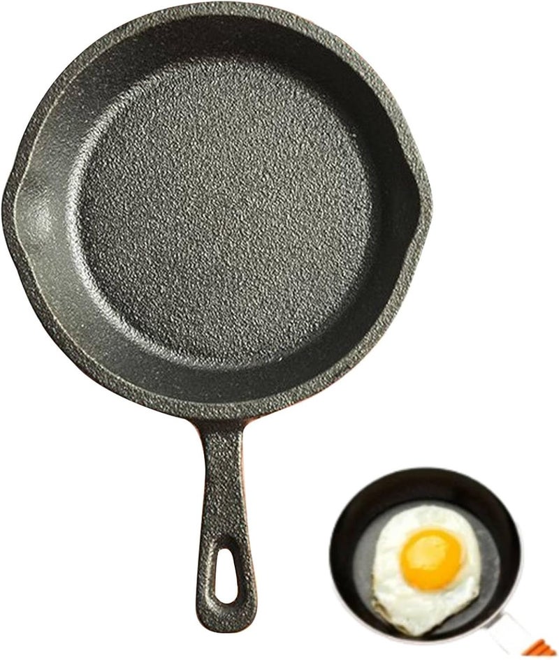 Practical build Small Cast Iron Skillet, One Egg Pancake Round Mini Non Stick Fry Pan Nonstick Serve Eggs Round Omelet Individual Skillet for Home (Small) Assorted color options - Image 1