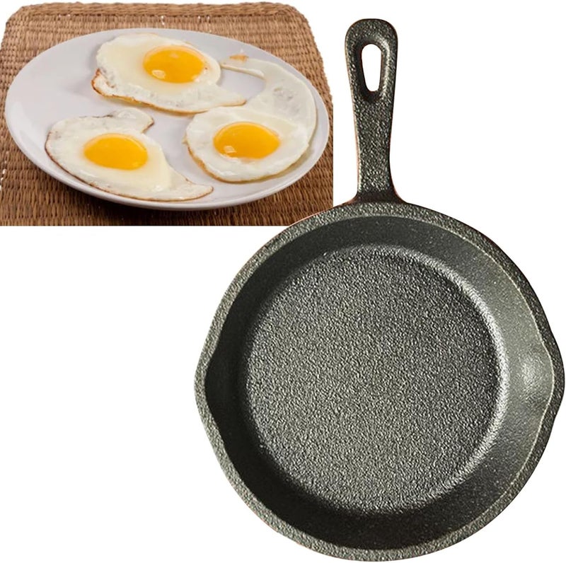 Practical build Small Cast Iron Skillet, One Egg Pancake Round Mini Non Stick Fry Pan Nonstick Serve Eggs Round Omelet Individual Skillet for Home (Small) Assorted color options - Image 4