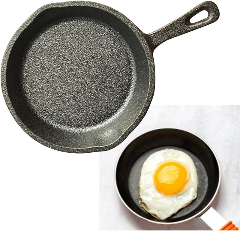 Practical build Small Cast Iron Skillet, One Egg Pancake Round Mini Non Stick Fry Pan Nonstick Serve Eggs Round Omelet Individual Skillet for Home (Small) Assorted color options - Image 5