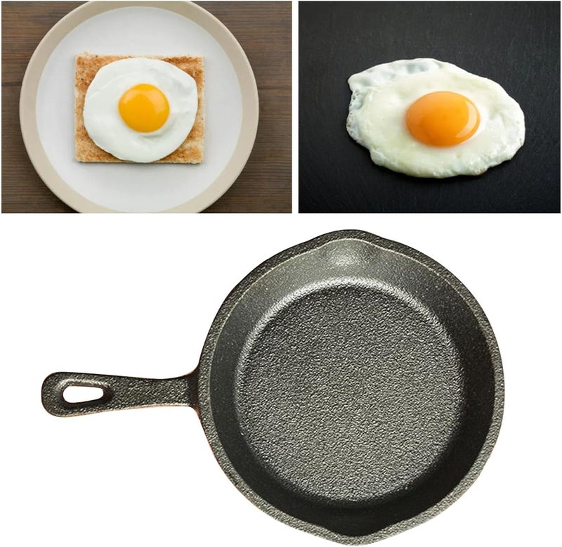 Practical build Small Cast Iron Skillet, One Egg Pancake Round Mini Non Stick Fry Pan Nonstick Serve Eggs Round Omelet Individual Skillet for Home (Small) Assorted color options - Image 3